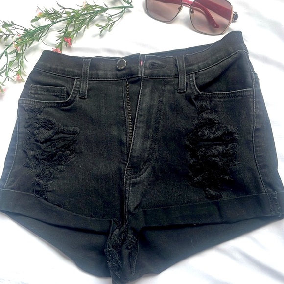 Distress Black Denim Shorts - Picture 3 of 9